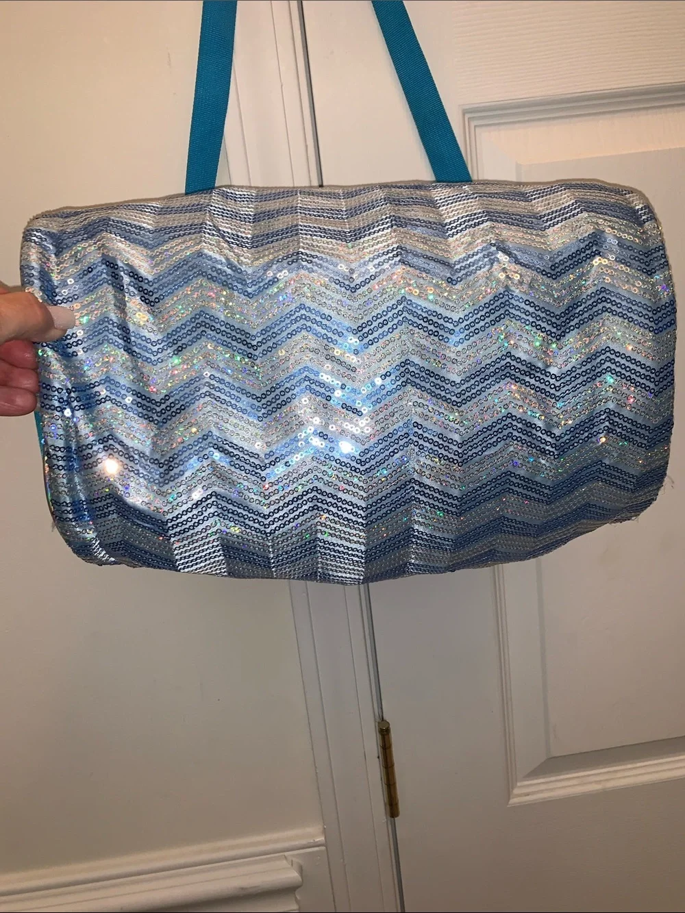 Blue sequin Capezio Chevron Barrel Bag all-over chevron-patterned DANCE
